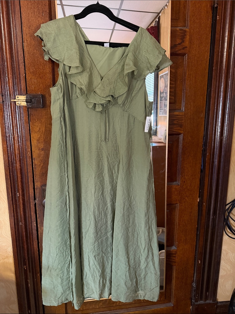 Old Navy Olive Green Ruffle-Trim Maxi Dress large NWT